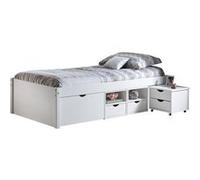 ALASKA - Lit 90x200 cm multi-rangement Vernis Blanc Blanc G