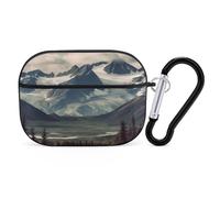 Alaska Mountains Organiseur pour écouteurs Airpods Pro résistant aux chocs avec clip mousqueton anti-chute pour Airpods Pro 2ème génération Noir