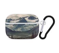 Alaska Mountains Organiseur pour écouteurs Airpods Pro résistant aux chocs avec mousqueton et clip anti-chute pour Airpods Pro 2ème génération, blanc