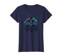 Alaska Natif : Totem Spirit Mountains Wildlife Heritage T-Shirt, Femme, Bleu Marine, L