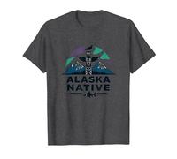 Alaska Natif : Totem Spirit Mountains Wildlife Heritage T-Shirt, Homme, Chiné Foncé, 6XL