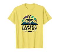 Alaska Natif : Totem Spirit Mountains Wildlife Heritage T-Shirt, Homme, Citron, XXL