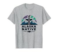 Alaska Natif : Totem Spirit Mountains Wildlife Heritage T-Shirt, Homme, Gris Chiné, L