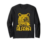 Alaska Ours avec Un Poisson Saumon Alaska Nature Lover Vintage Manche Longue