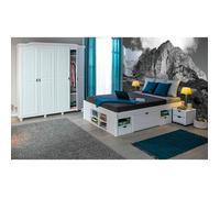 ALASKA - Pack Lit 140x200cm Multi-Rangements + Armoire 4 Portes