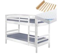 ALASKA - Pack Lits Superposés 90x190 Blancs + 2 Matelas Ibiza - Altobuy Blanc
