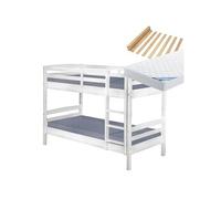 ALASKA - Pack Lits Superposés 90x200 Blancs + 2 Matelas Ibiza -