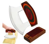 Alaska Pizza Cutter - Blade, Couteau À Bascule | Blade Ulu Avec Support, Couteau À Poignée En Bois, Coupe-cutter Traditionnel, Sliner À Bascule Forgé, Hélicoptère Culinaire Pour Découper À L