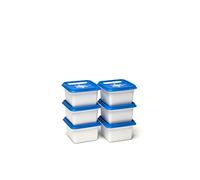 ALASKA, set de 6 Boites à congélation -30°c et conservation d'aliments et repas. Rangement pratique pour la cuisine avec un couvercle fréquemment réinscriptible, couleur Blanc/Bleu, 6 x 200 ml.