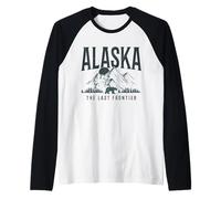 Alaska The Last Frontier Bear Mountains Souvenir Vintage Manche Raglan
