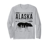 Alaska The Last Frontier Bear Nature Souvenir Vintage Manche Longue