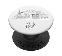 Alaska The Last Frontier Skyline Souvenirs de voyage Paysage urbain PopSockets PopGrip Adhésif