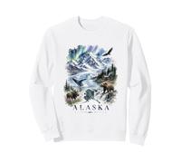 Alaska Wilderness Aquarelle Paysage de la Faune Sweatshirt
