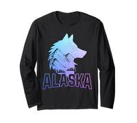 Alaska Wolf The Last Frontier Souvenir Vintage Manche Longue