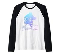 Alaska Wolf The Last Frontier Souvenir Vintage Manche Raglan