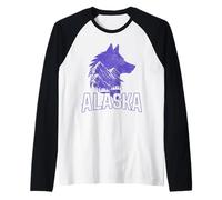 Alaska Wolf The Last Frontier Souvenir Vintage Manche Raglan