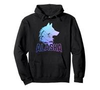 Alaska Wolf The Last Frontier Souvenir Vintage Sweat à Capuche