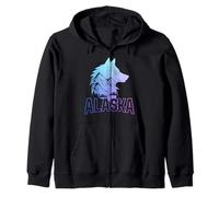 Alaska Wolf The Last Frontier Souvenir Vintage Sweat à Capuche