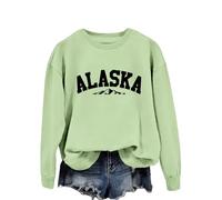 Alaska Women's Soft Crewneck Sweatshirt - Lightweight Cotton Pullover with Graphic Print, Versatile Long Sleeve Top for All Seasons