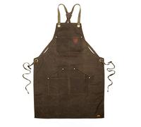 Alaskan MAKER Tablier Homme et Femme en Toile enduite N°515 pour Bricolage, Cuisine, Jardinage et Barbecue - Attaches Bretelles croisées - Taille Universelle (Vert Olive)