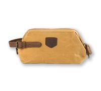 Alaskan MAKER - Trousse de Toilette K2 en Toile Waxée - 2,5L - Ouverture Large avec Arceau - Doublure 100% Imperméable - Poches de Rangement - Poignée en Cuir Réglable - Format Pratique - Moutarde