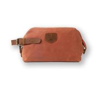 Alaskan MAKER - Trousse de Toilette K2 en Toile Waxée - 2,5L - Ouverture Large avec Arceau - Doublure 100% Imperméable - Poches de Rangement - Poignée en Cuir Réglable - Format Pratique - Terre Cuite