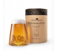 Alaskan MAKER Verre à bière original TOPOGRAPHIC (Sassolungo) | Montagne en relief topographique 3D - Verre borosilicate soufflé à la bouche - 450 ml
