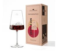 Alaskan MAKER Verre à vin 400 ml - Verre borosilicate qualité supérieure soufflé bouche avec montagne en relief 3D au fond | Coffret rigide carton premium aimanté | TOPOGRAPHIC (Mont Blanc)