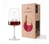 Alaskan MAKER Verre à vin 400 ml - Verre borosilicate qualité supérieure soufflé bouche avec montagne en relief 3D au fond | Coffret rigide carton premium aimanté | TOPOGRAPHIC (Tre Cime di Lavaredo)