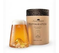 Alaskan MAKER Verre long 450ml - Verre Borosilicate de qualité supérieure soufflé artisanalement avec les montagnes en relief | Cocktail, bière ou soft TOPOGRAPHIC (Fuji)