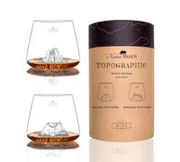 Alaskan MAKER Verres à Whisky 350ml (lot de 2) - Borosilicate de qualité supérieure, soufflé artisanalement avec les montagnes en relief | Forme Tulipe | Spiritueux TOPOGRAPHIC (Hallasan & Seoraksan)