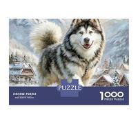 Alaskan Malamute 1000 Pièces Puzzle en Papier Écologique Coffret De Puzzles Extrêmement Difficile Jouet d'anniversaire Puzzles pour La Décoration Intérieure 70x50cm/1000pcs
