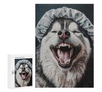 Alaskan Malamute Bath Cap Puzzle 1000 Pièces Educa Jouet en Bois Cadeau Unique Décoration Intérieure Jeu Éducatif Challenge Toy Adultes Et Enfants À Partir De 14 Ans 300 PCS