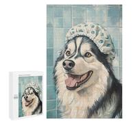 Alaskan Malamute Bath Time Fun Puzzle 1000 Pièces Educa Jouet en Bois Cadeau Unique Décoration Intérieure Jeu Éducatif Challenge Toy Adultes Et Enfants À Partir De 14 Ans 1000 PCS