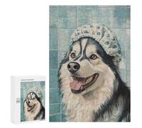 Alaskan Malamute Bath Time Fun Puzzle 1000 Pièces Educa Jouet en Bois Cadeau Unique Décoration Intérieure Jeu Éducatif Challenge Toy Adultes Et Enfants À Partir De 14 Ans 300 PCS