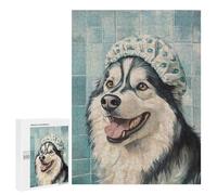 Alaskan Malamute Bath Time Fun Puzzle 1000 Pièces Educa Jouet en Bois Cadeau Unique Décoration Intérieure Jeu Éducatif Challenge Toy Adultes Et Enfants À Partir De 14 Ans 500 PCS