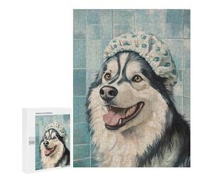 Alaskan Malamute Bath Time Fun Puzzle 1000 Pièces Educa Jouet en Bois Cadeau Unique Décoration Intérieure Jeu Éducatif Challenge Toy Adultes Et Enfants À Partir De 14 Ans 500 PCS
