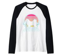Alaskan Malamute Dog Vintage 80s Vaporwave Aesthetic Puppy Manche Raglan