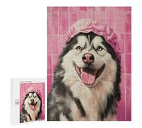 Alaskan Malamute in Shower Cap Puzzle 1000 Pièces Educa Jouet en Bois Cadeau Unique Décoration Intérieure Jeu Éducatif Challenge Toy Adultes Et Enfants À Partir De 14 Ans 500 PCS