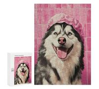 Alaskan Malamute in Shower Cap Puzzle 1000 Pièces Educa Jouet en Bois Cadeau Unique Décoration Intérieure Jeu Éducatif Challenge Toy Adultes Et Enfants À Partir De 14 Ans 300 PCS