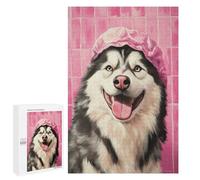 Alaskan Malamute in Shower Cap Puzzle 1000 Pièces Educa Jouet en Bois Cadeau Unique Décoration Intérieure Jeu Éducatif Challenge Toy Adultes Et Enfants À Partir De 14 Ans 1000 PCS