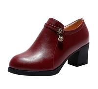 Alaso Escarpins Cuir Femmes,Chaussures de Ville en Cuir Mocassins à Talons Hauts Derbies pour Soirée Mariage Automne Hiver Printemps Noir