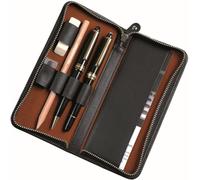Alassio 2638 Étui en Cuir véritable pour 3 stylos et Accessoires Noir 17,5 x 8 x 2,5 cm