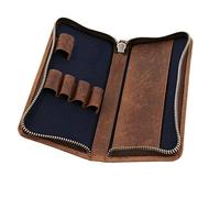 ALASSIO 2648 - Trousse à Crayons pour 3 stylos - Étui en Cuir pour stylos, stylos à Bille ou Stylo Plume - Étui en Cuir avec Fermeture - Environ 17,5 x 8 x 2,5 cm - Marron