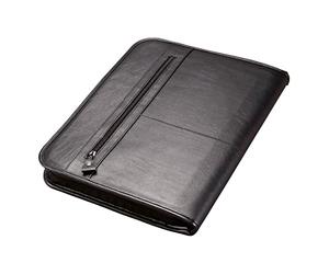 Alassio 30014 - Classeur à anneaux Limone, DIN A4, en cuir noir, env. 36 × 28,5 × 4 cm