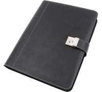 ALASSIO 31514 Porte-documents A4 avec 4 anneaux mécaniques et 5 pochettes pour documents, chemise en similicuir, porte-documents noir, chemise en similicuir env. 36 × 28 × 4,5 cm