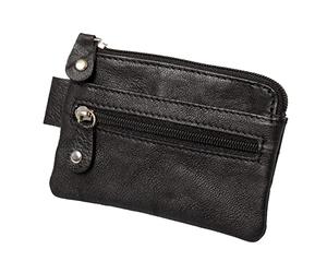 Alassio 42247 Étui à clés en Cuir véritable avec 2 Anneaux Porte-clés, Compartiment supplémentaire à Fermeture éclair et 2 Poches, Organiseur de clés en Noir, env. 7,5 x 10 cm, Noir, ca. 7,5 x 10 x 1