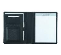 Alassio Porte-documents 43008 Bormio Cuir nappa fin Noir A5 23x18x2 cm avec bloc-notes et pochette