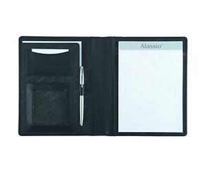 Alassio 43008 Bormio Porte-Documents A5 en Cuir Nappa Fin Noir Env. 23 x 18 x 2 cm - Porte-Documents pour Documents A5, avec Bloc-Notes et Pochette pour Documents A5
