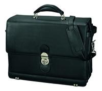 Alassio - 47127 MONZA - briefcase with shoulder strap, leather, black